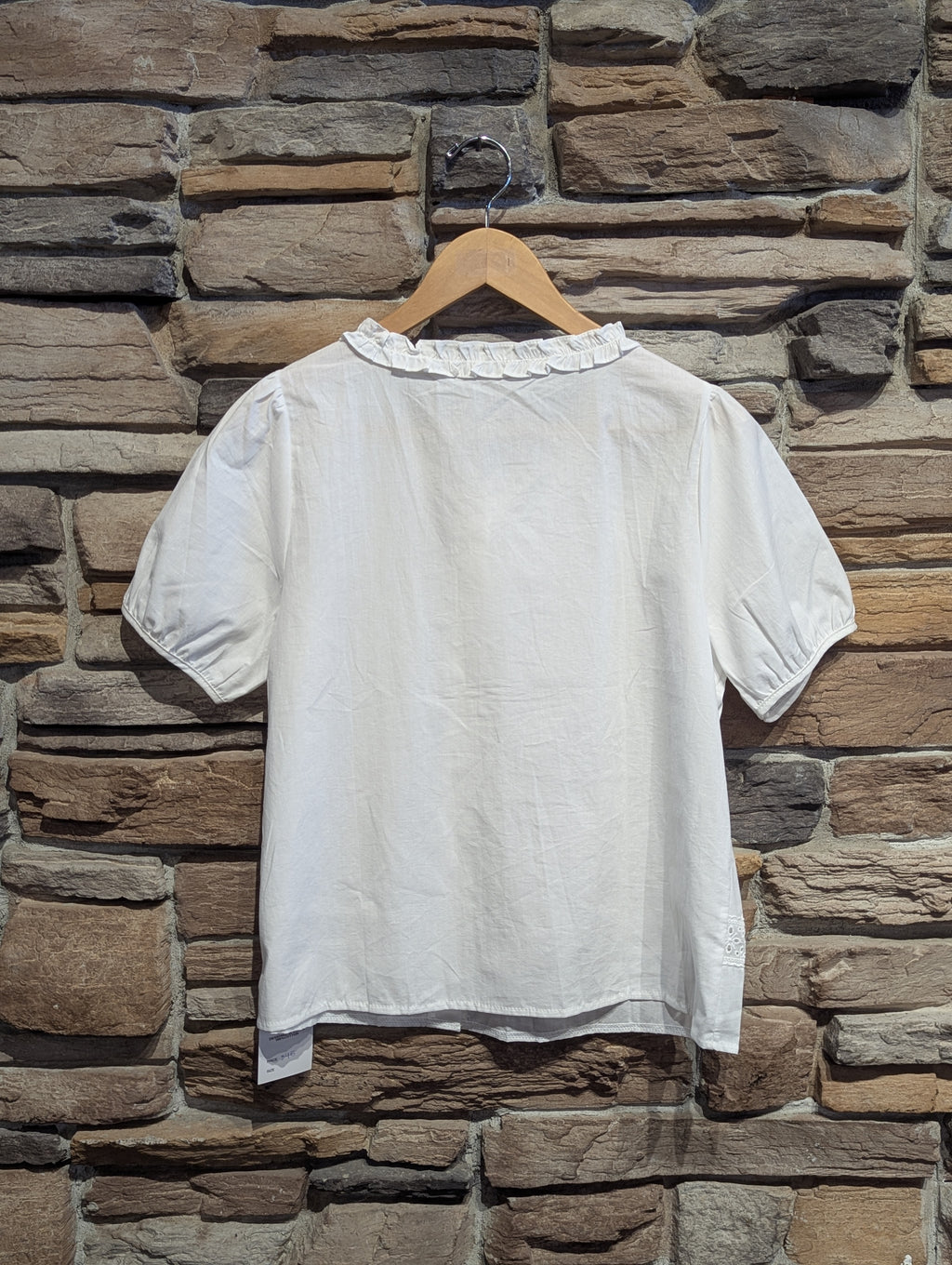 Buttercup Puff Sleeve Eyelet Button-Down Blouse