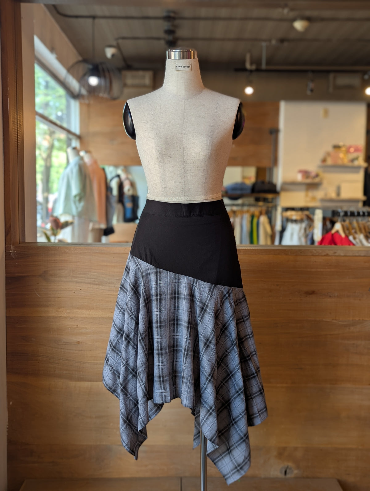 Noir Check Midi Skirt