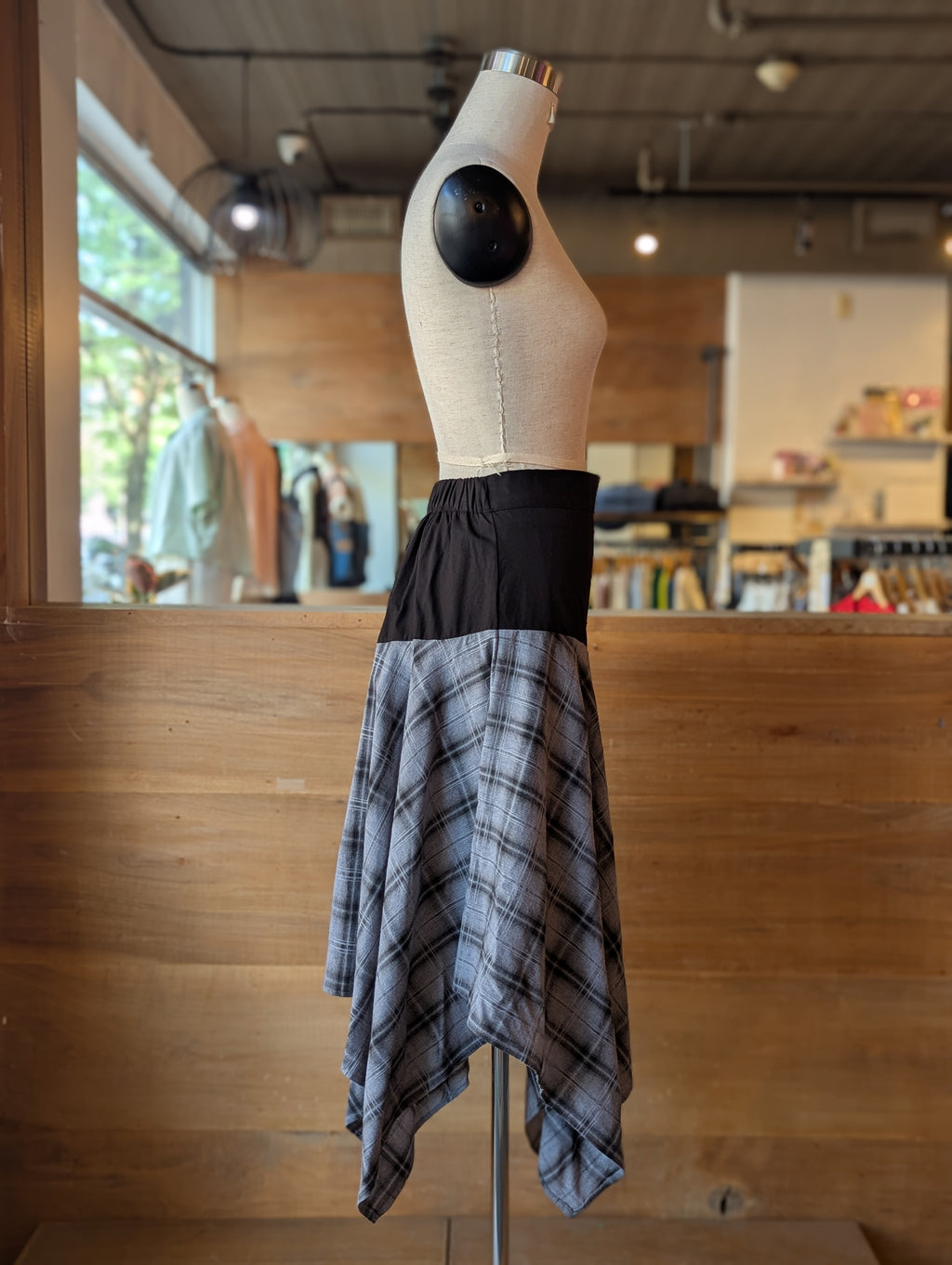 Noir Check Midi Skirt