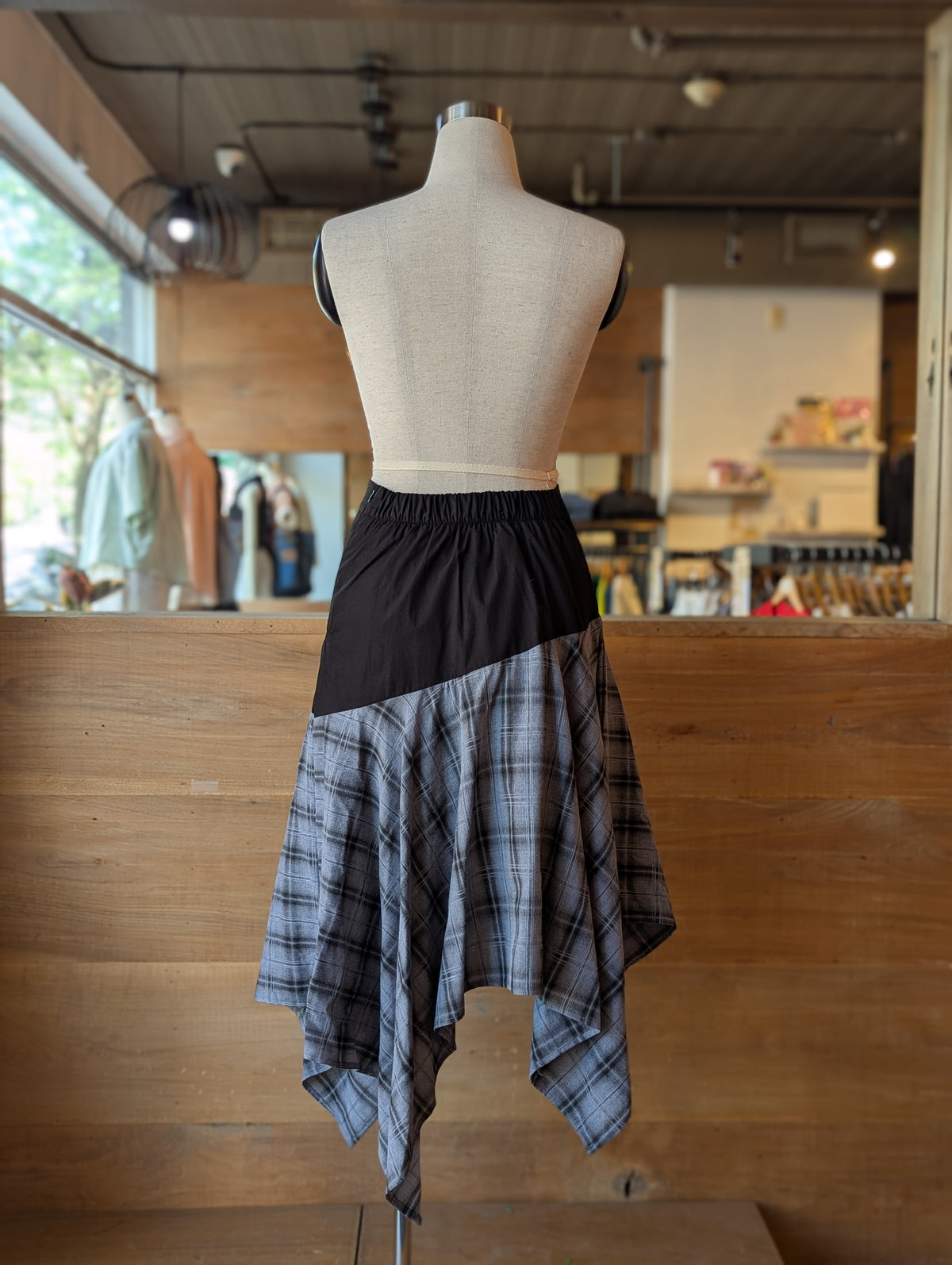Noir Check Midi Skirt