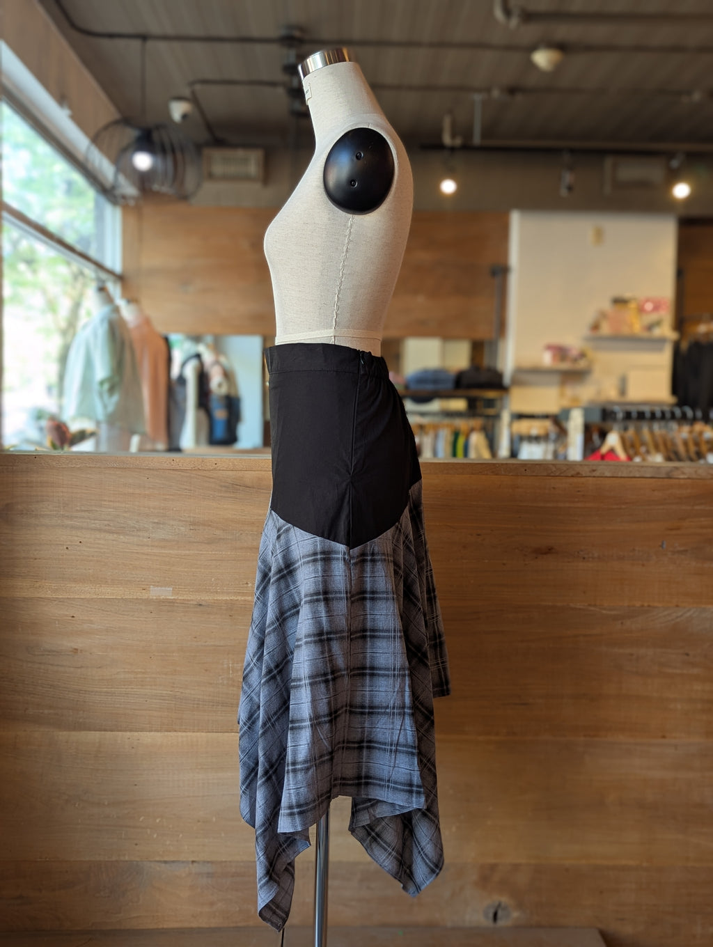 Noir Check Midi Skirt