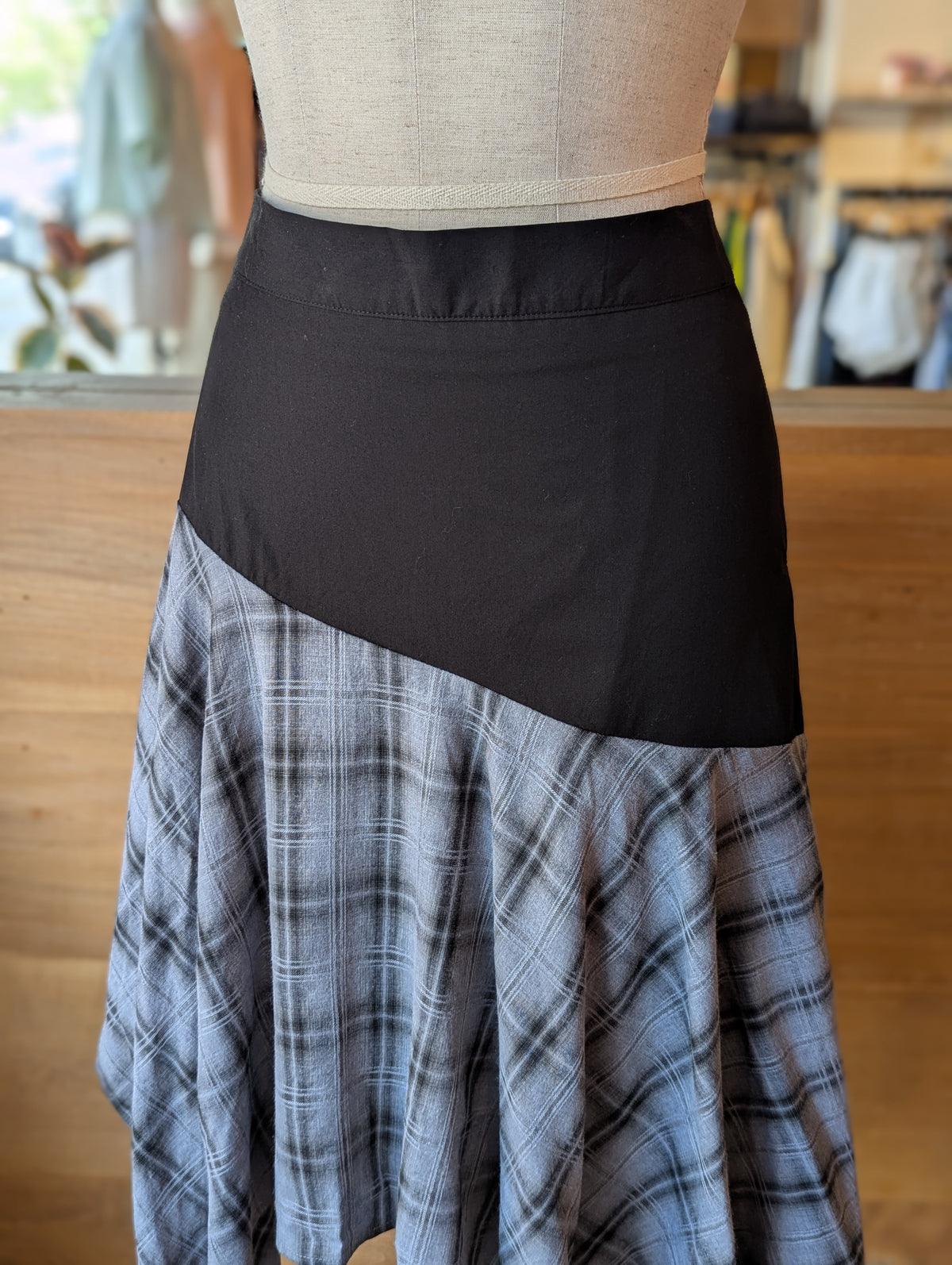 Noir Check Midi Skirt