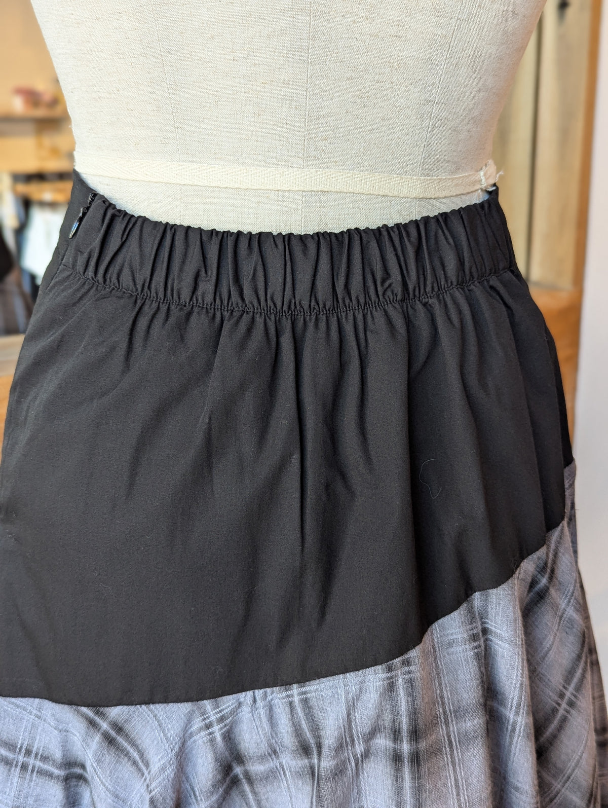 Noir Check Midi Skirt