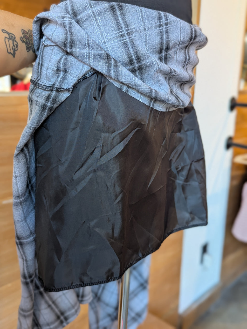 Noir Check Midi Skirt