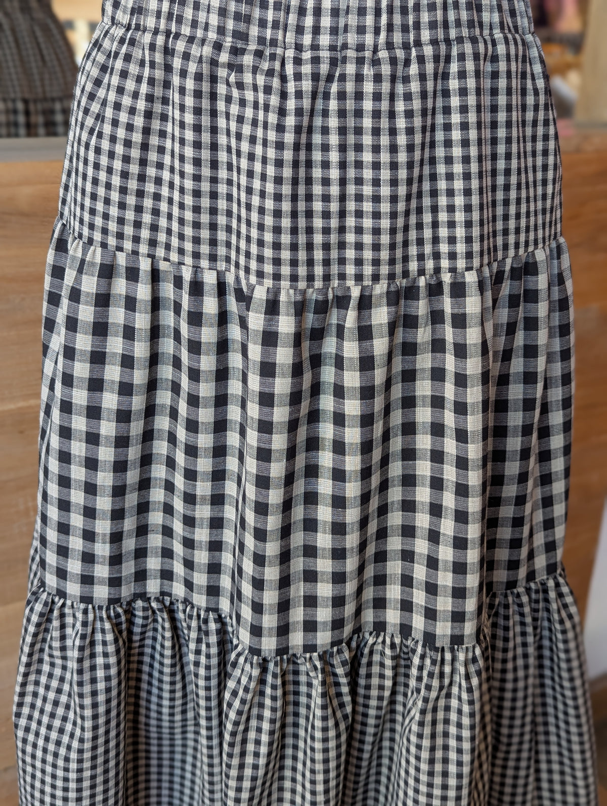Gingham Mix Tiered Skirt