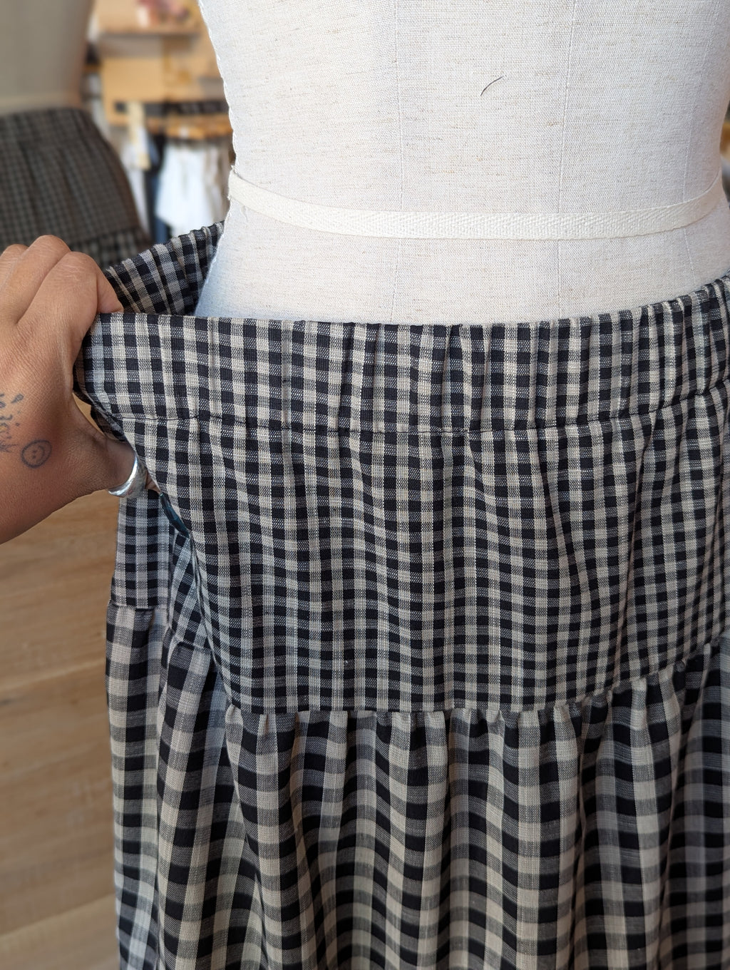 Gingham Mix Tiered Skirt