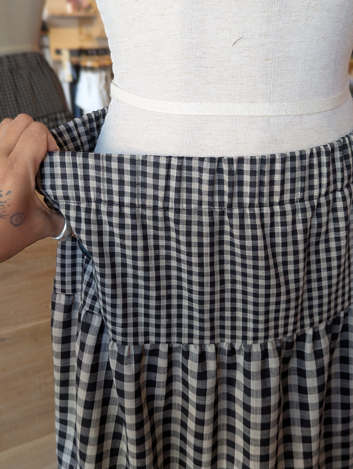 Gingham Mix Tiered Skirt