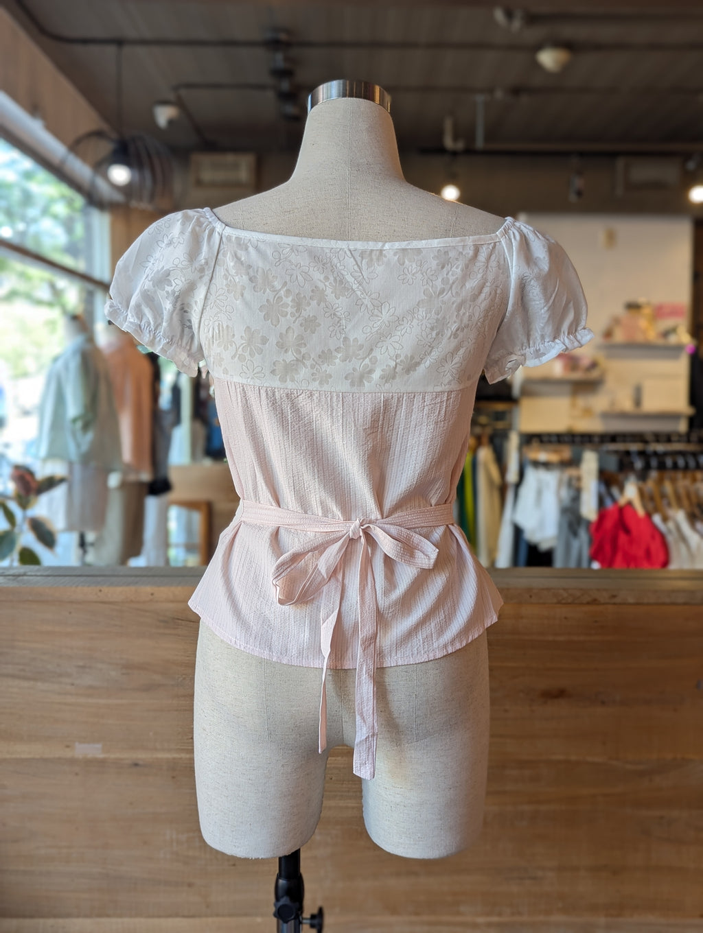 Rosy Disposition Pink Layered-Look Puff Sleeve Top