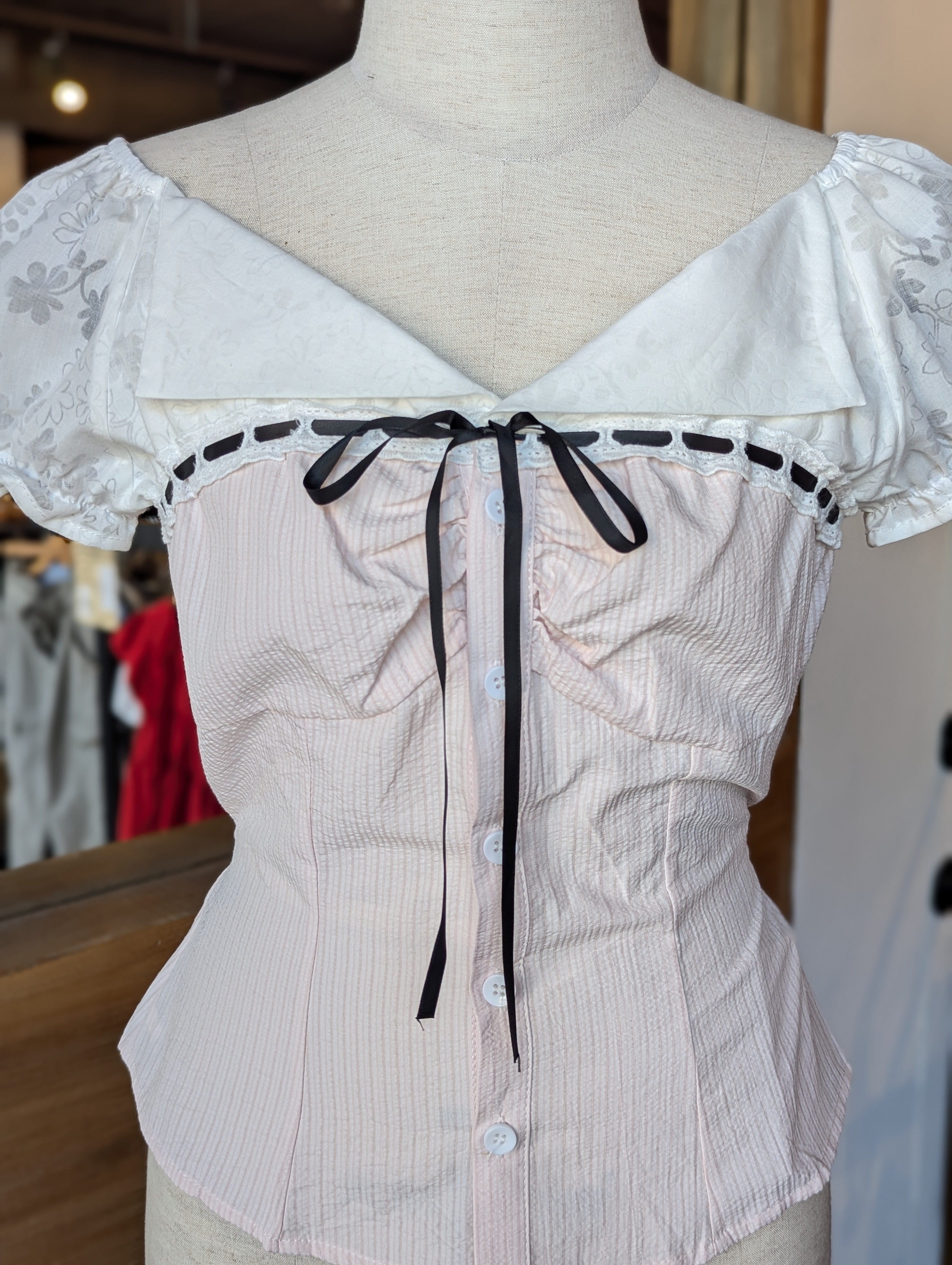 Rosy Disposition Pink Layered-Look Puff Sleeve Top