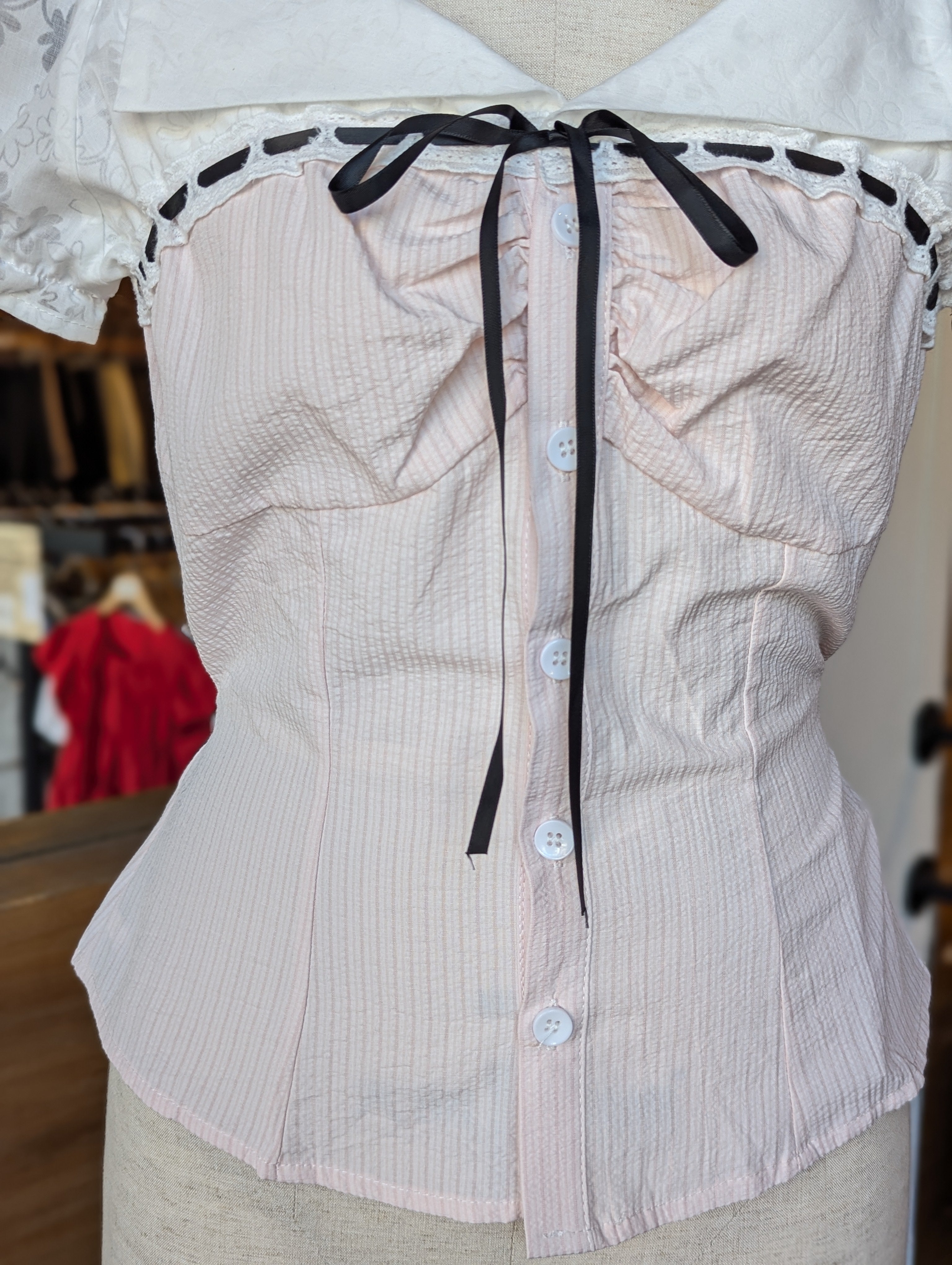 Rosy Disposition Pink Layered-Look Puff Sleeve Top