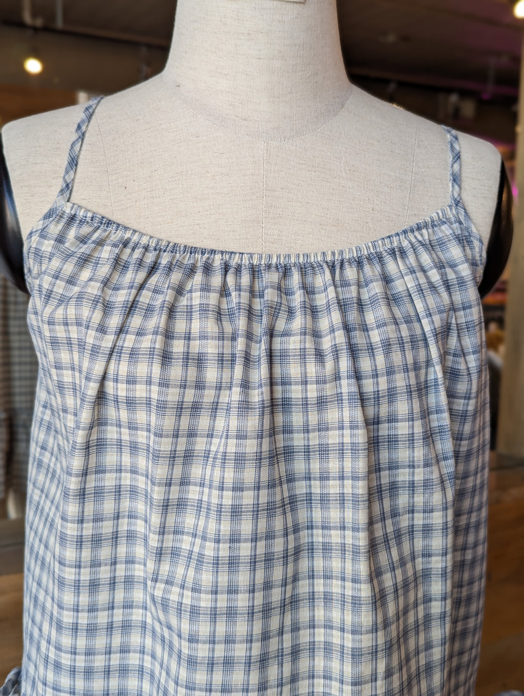 Summer Story Plaid Ruffle Hem Tank Top
