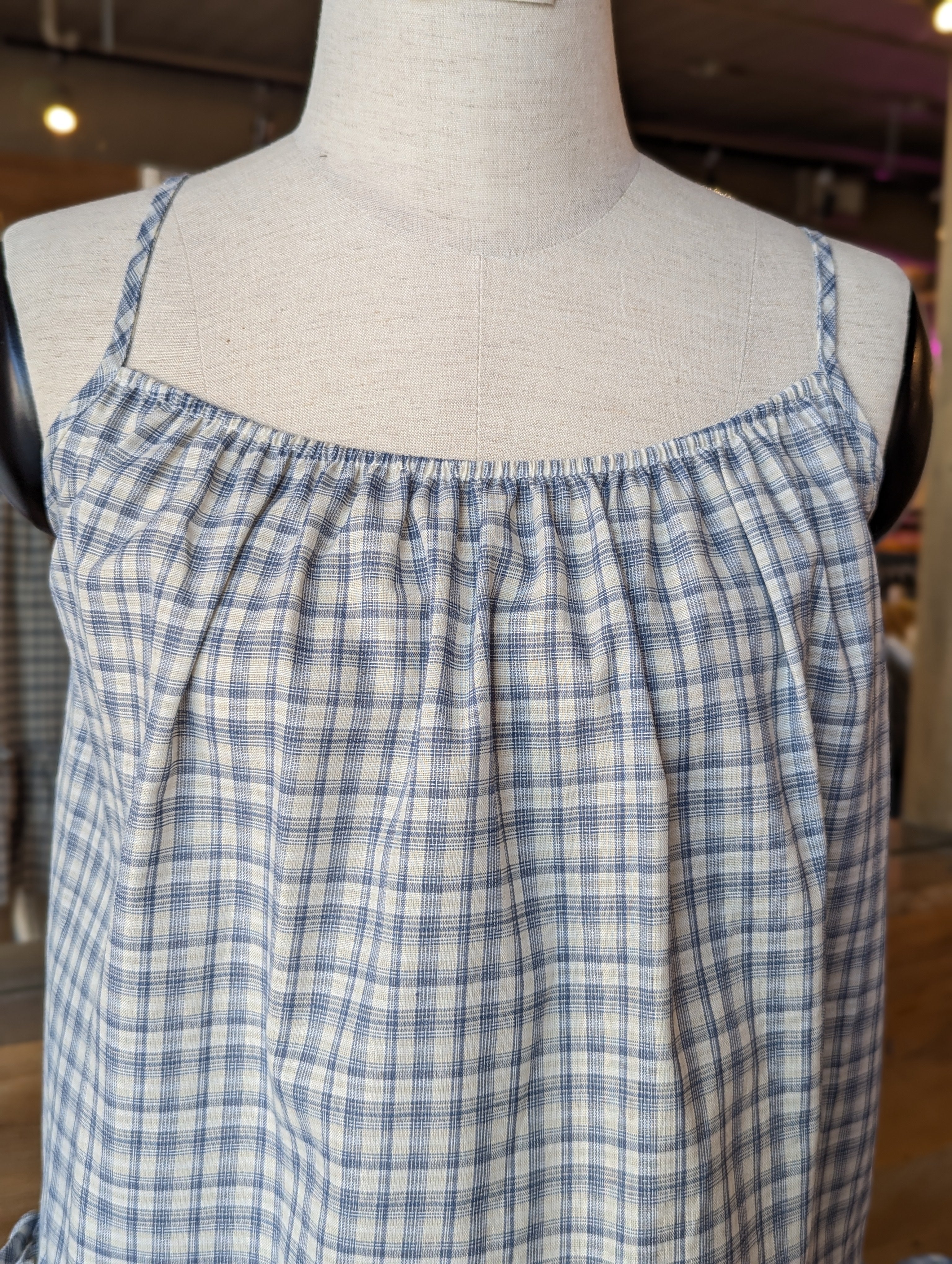 Summer Story Plaid Ruffle Hem Tank Top