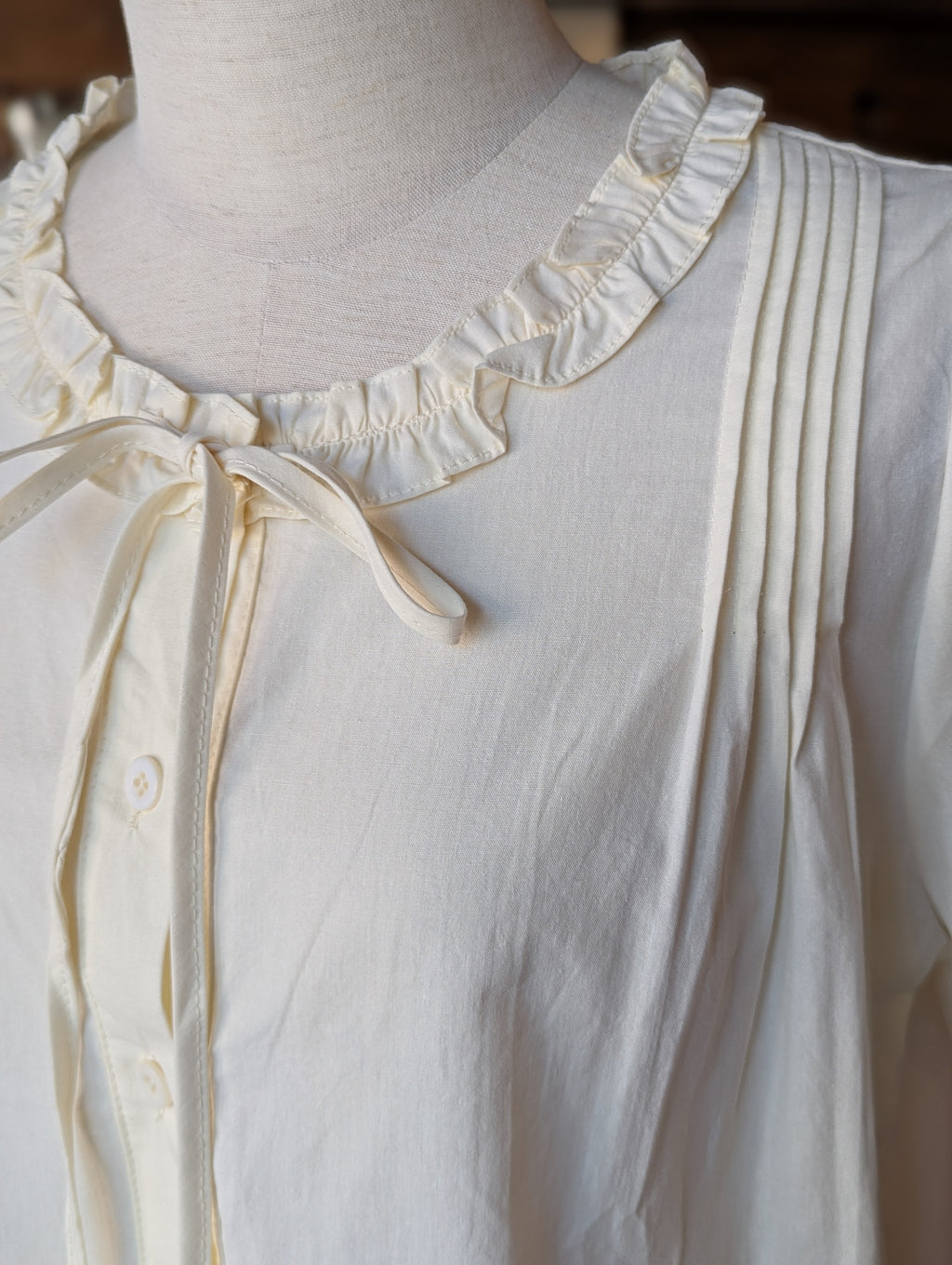 Buttercup Puff Sleeve Eyelet Button-Down Blouse