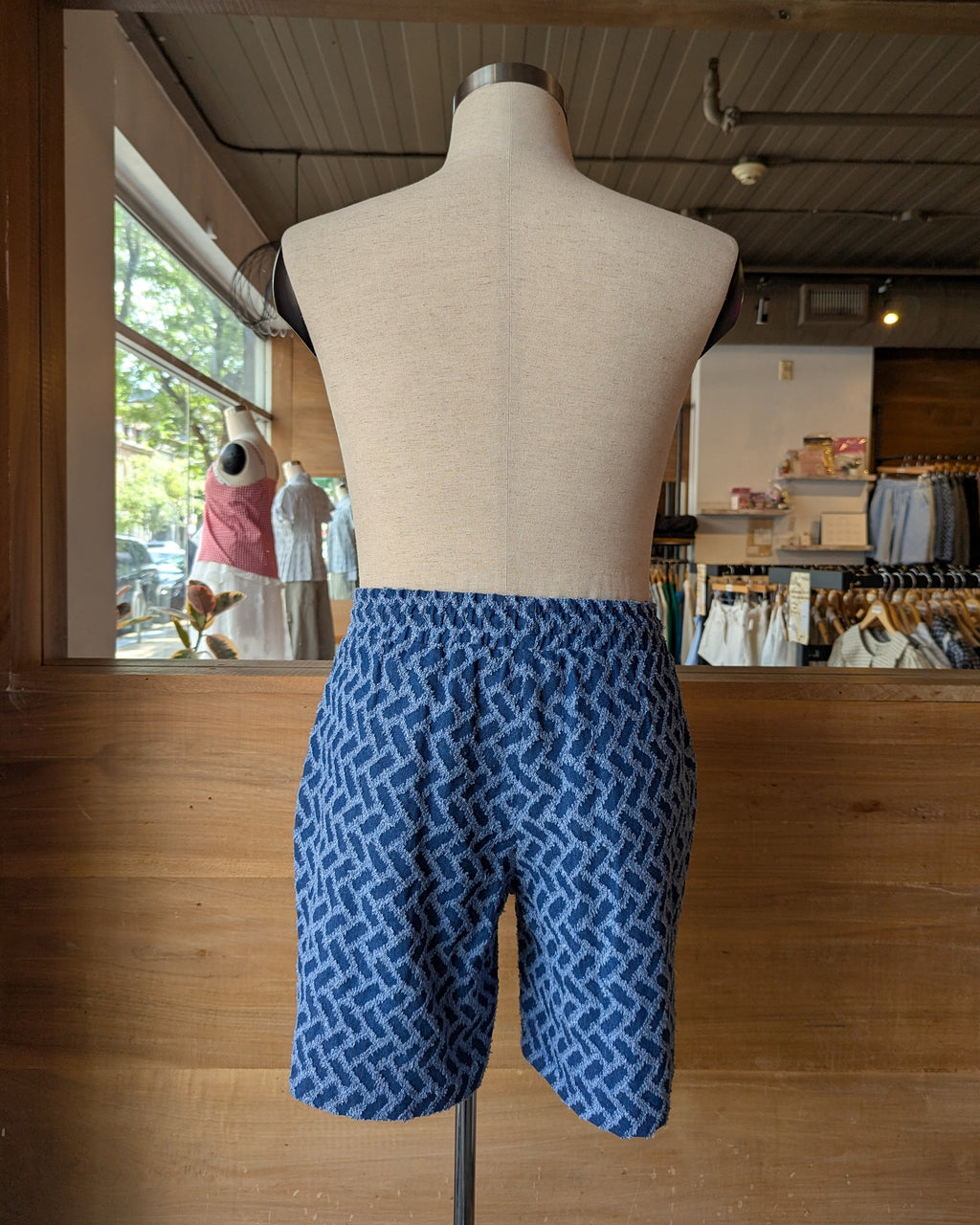 Chevron Textured Denim Shorts