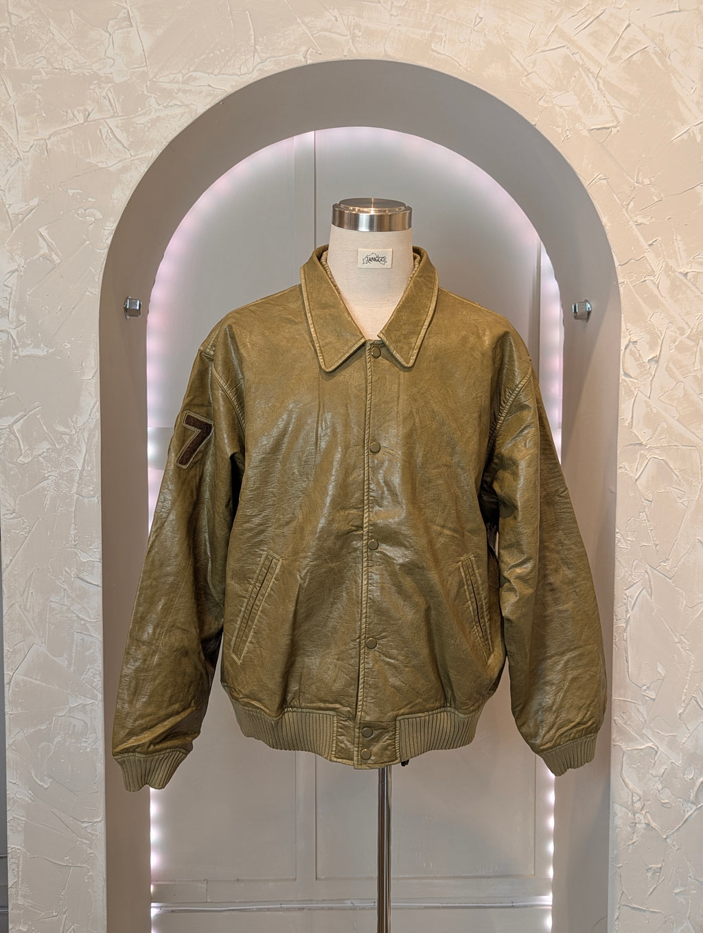 '87' Vintage wash Vegan leather jacket