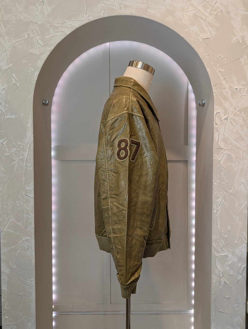 '87' Vintage wash Vegan leather jacket