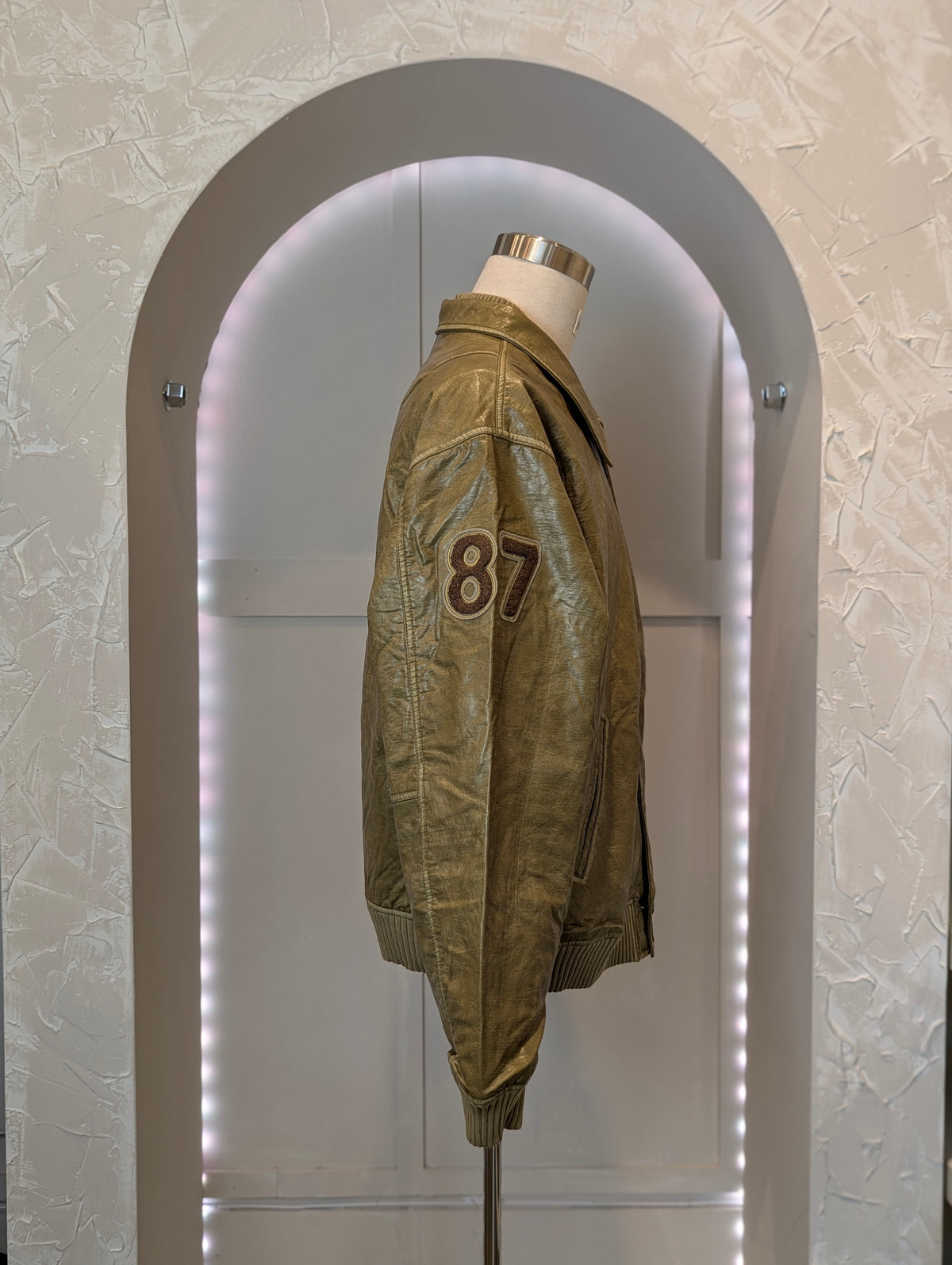 '87' Vintage wash Vegan leather jacket
