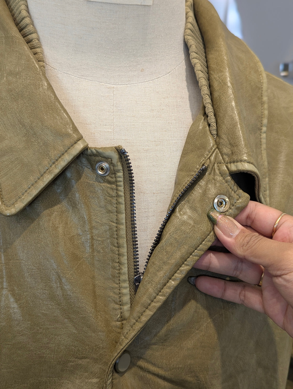 '87' Vintage wash Vegan leather jacket