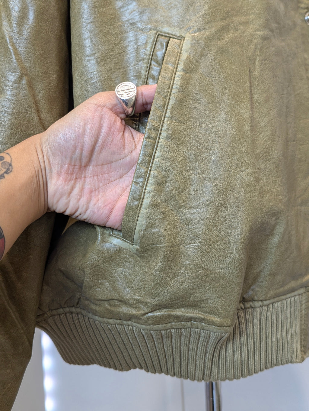 '87' Vintage wash Vegan leather jacket