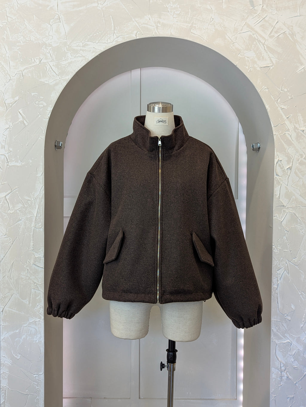 Crop standup collar Wool Coat