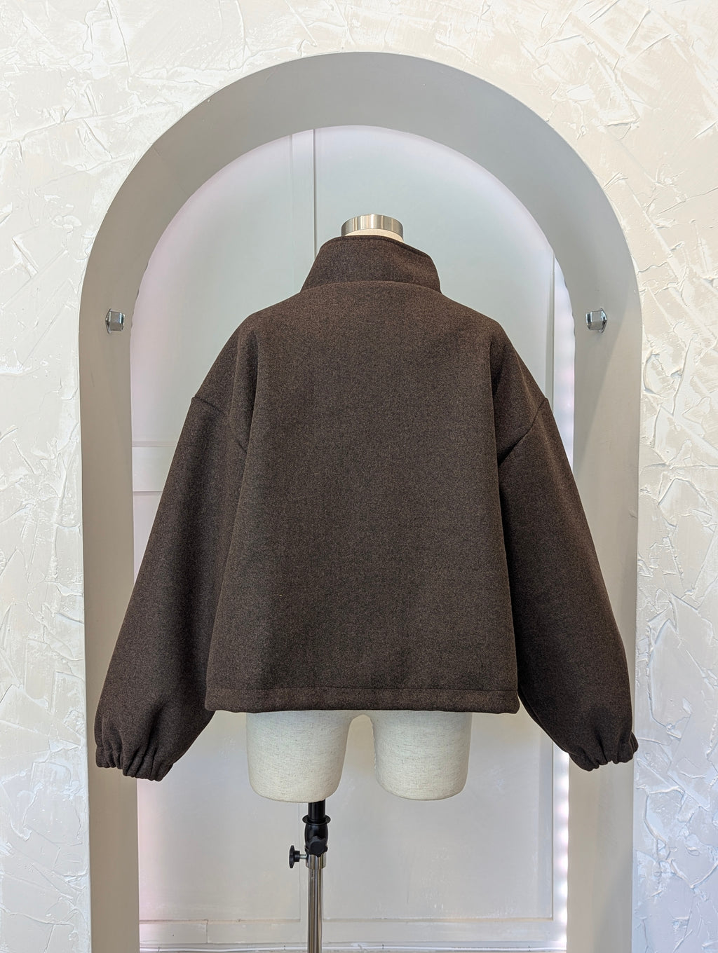 Crop standup collar Wool Coat
