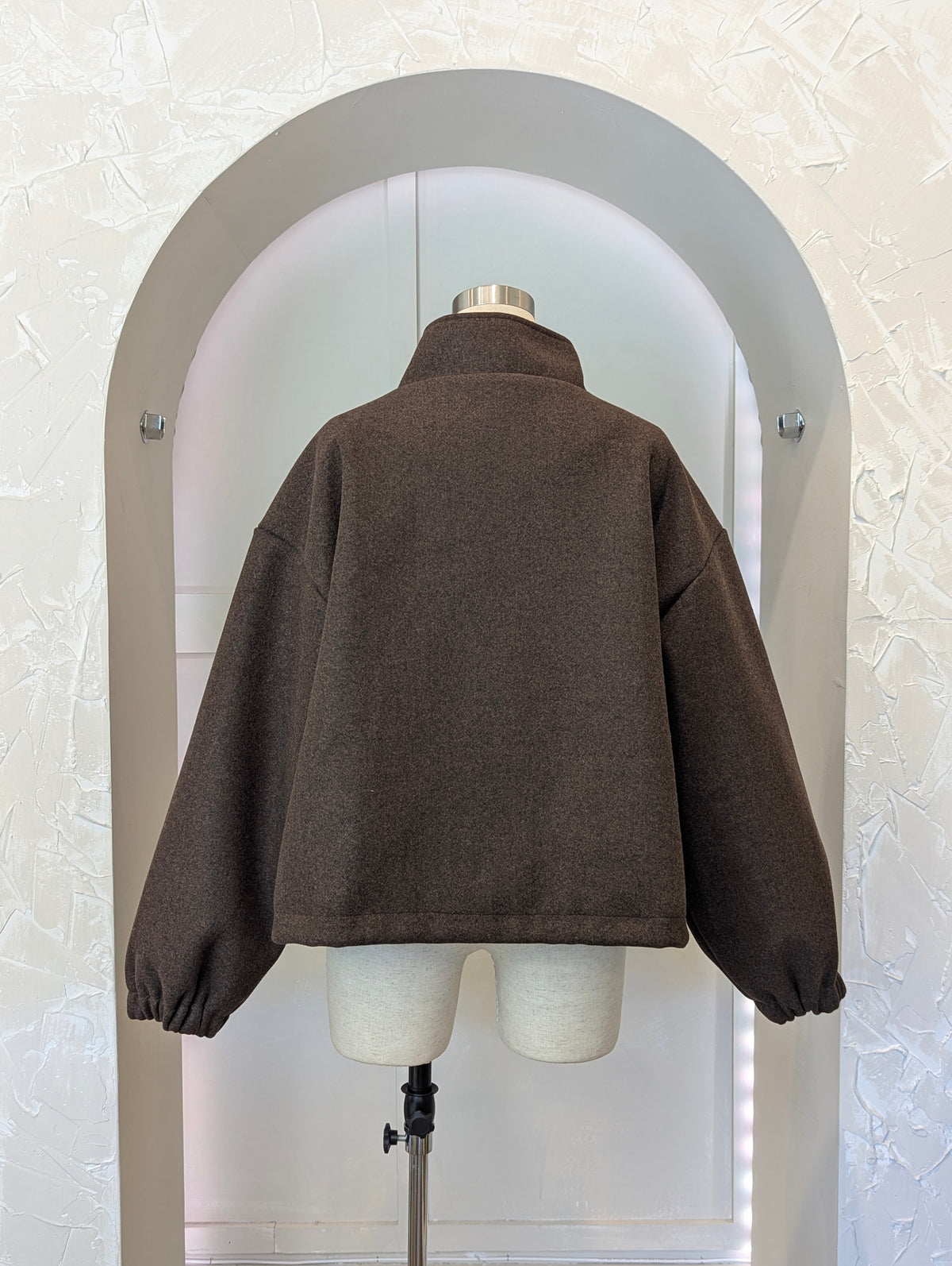 Crop standup collar Wool Coat