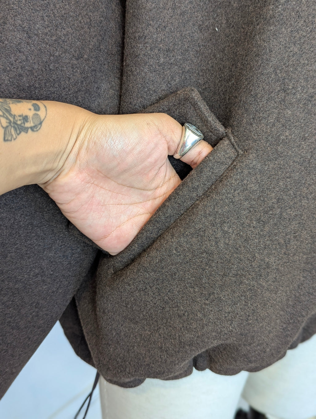Crop standup collar Wool Coat