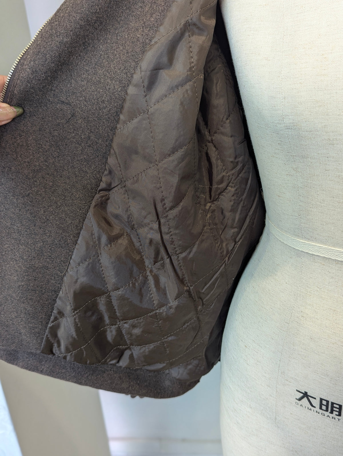 Crop standup collar Wool Coat