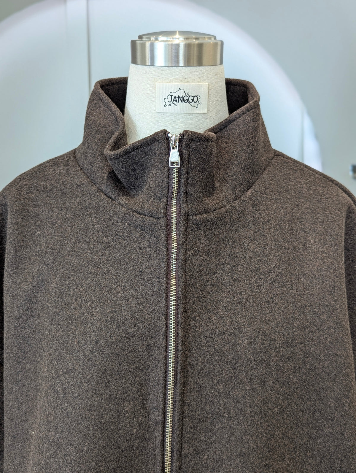 Crop standup collar Wool Coat