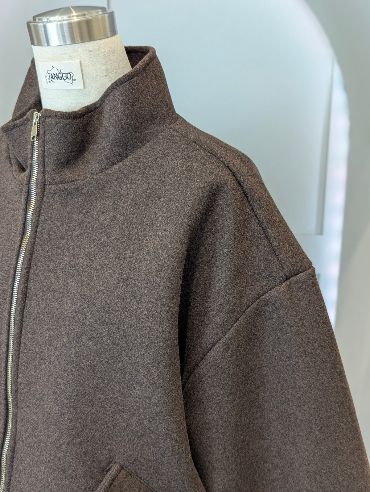 Crop standup collar Wool Coat