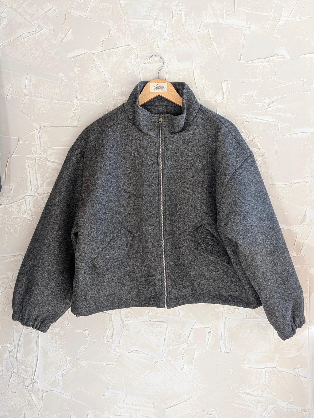 Crop standup collar Wool Coat