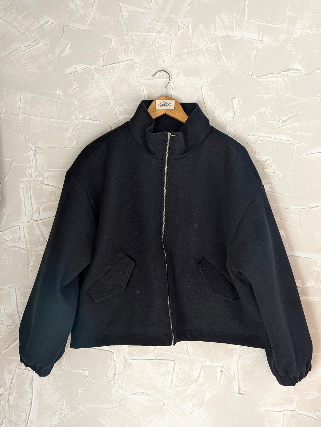 Crop standup collar Wool Coat