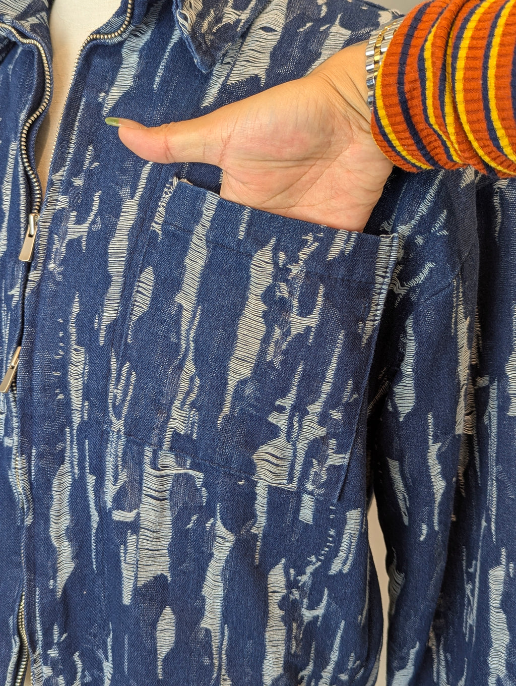 Weathered Indigo Double Zip Jacket