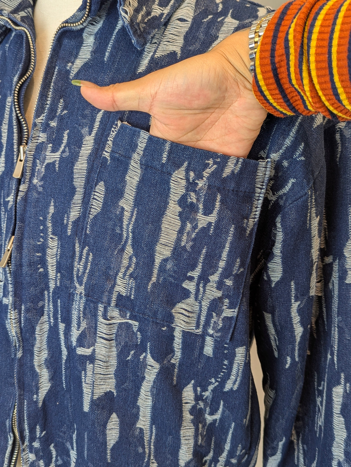 Weathered Indigo Double Zip Jacket