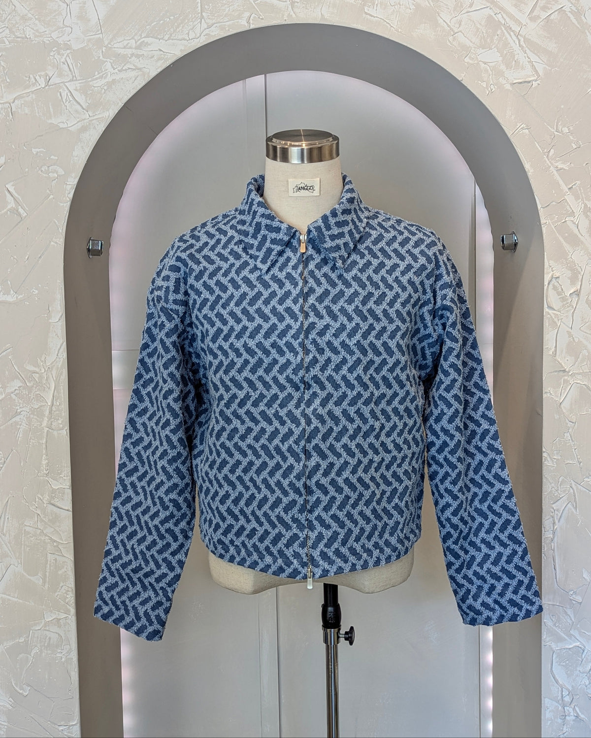 Weathered Herringbone Double Zip