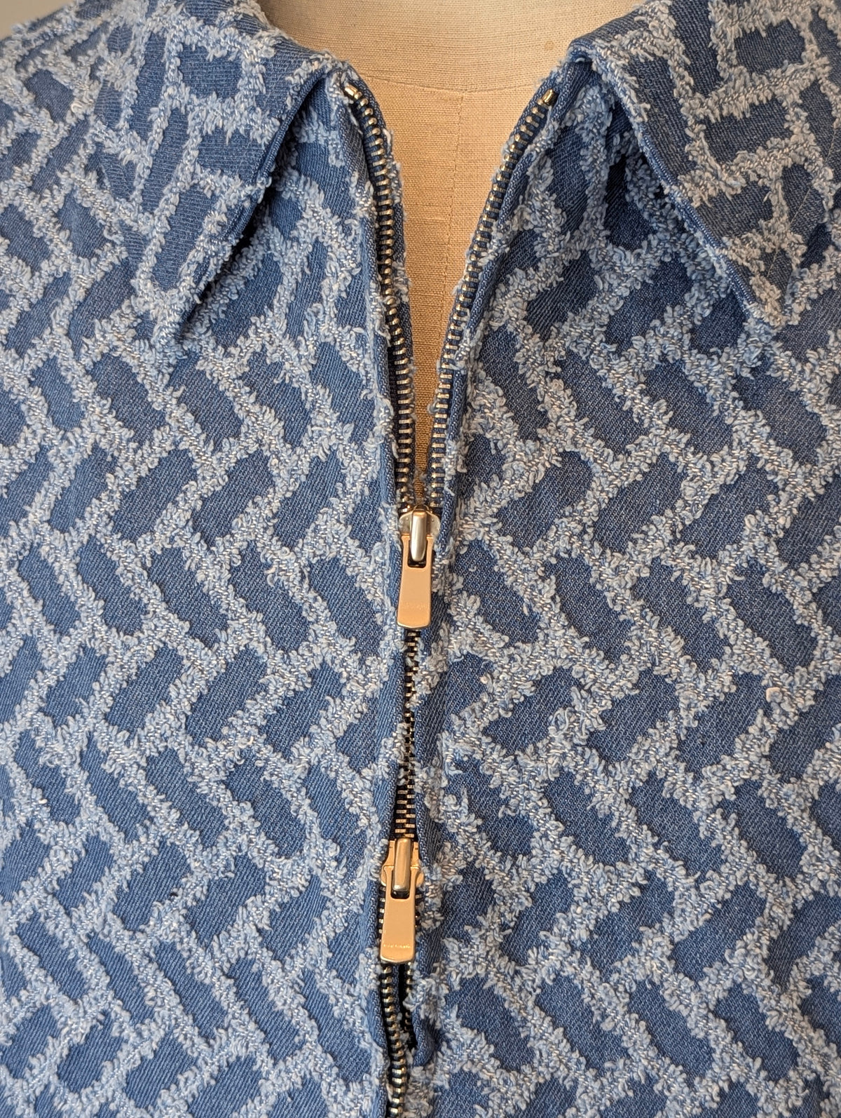 Weathered Herringbone Double Zip