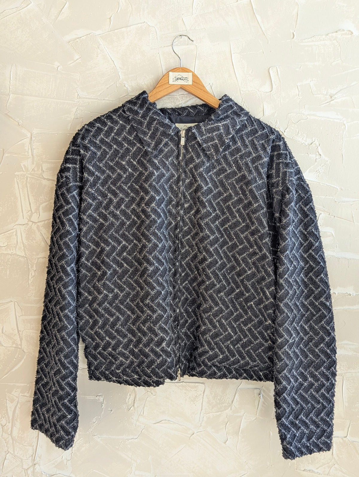 Weathered Herringbone Double Zip