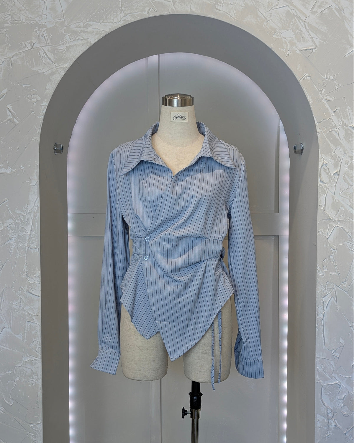 Striped Side Button Wrap Blouse