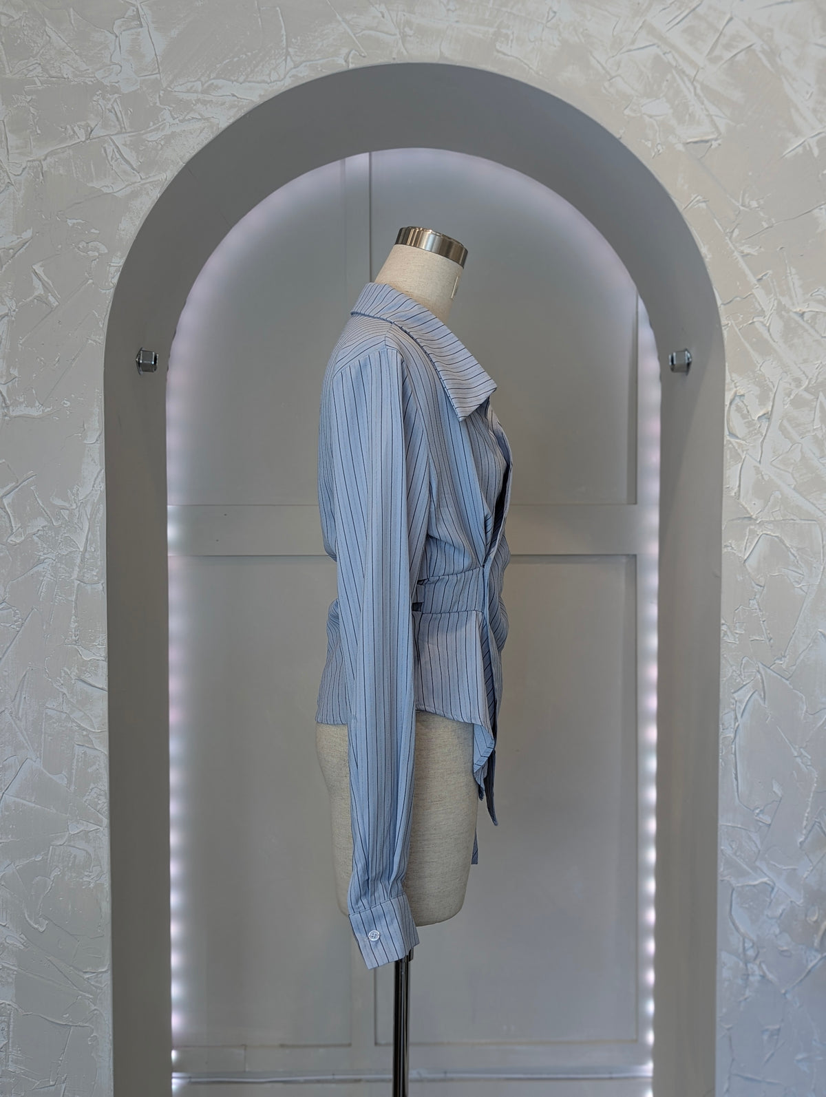 Striped Side Button Wrap Blouse