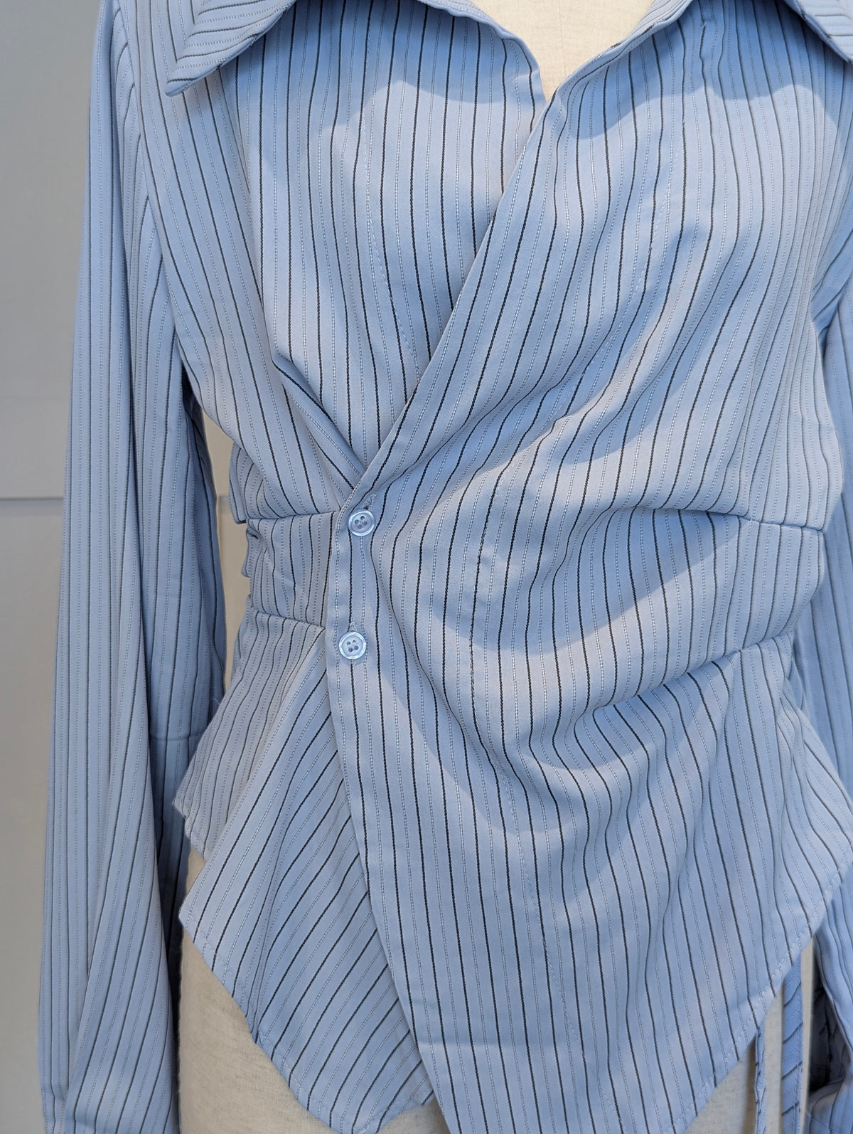 Striped Side Button Wrap Blouse