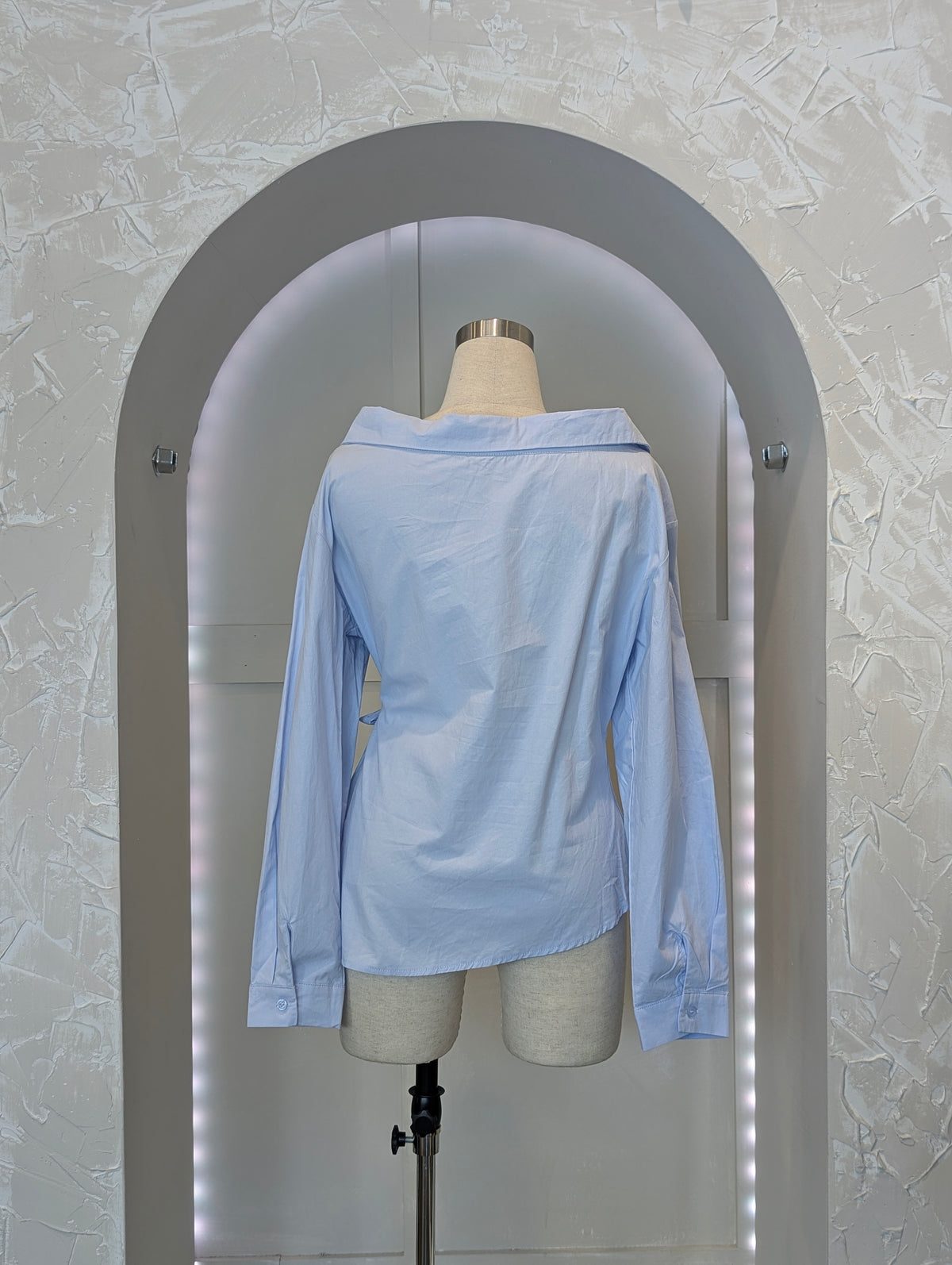 Off Shoulder Side Tie Button Down