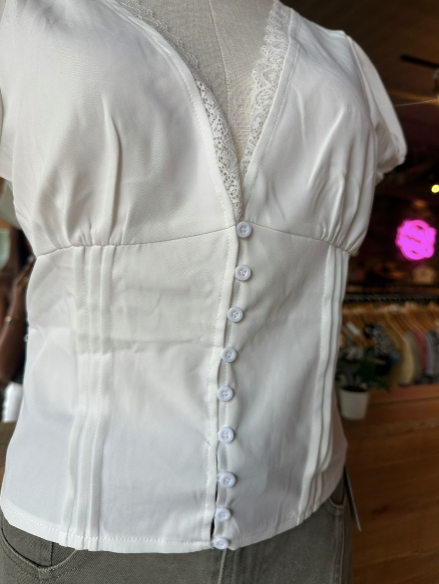 Love Letter Lace Trim Blouse