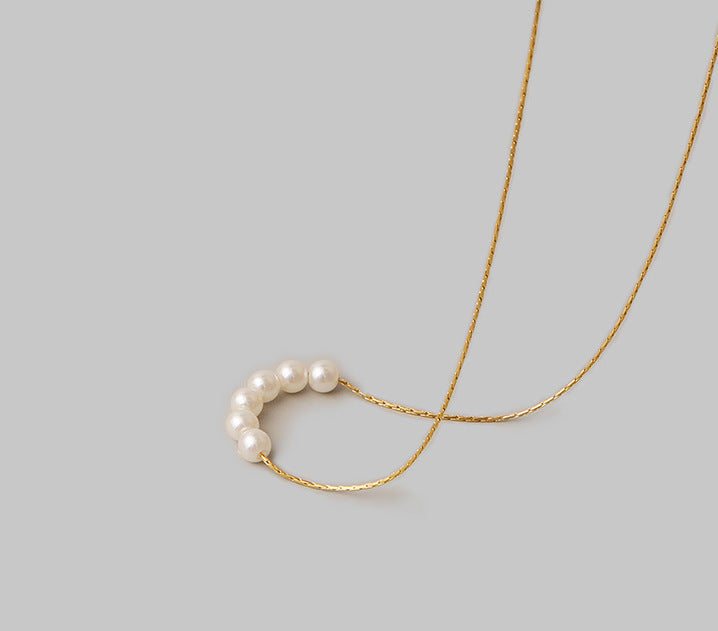 Thin Chain Pearl Necklace