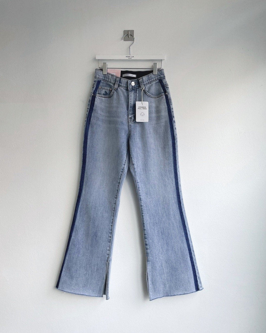 Bell bottom split hem flared jeans