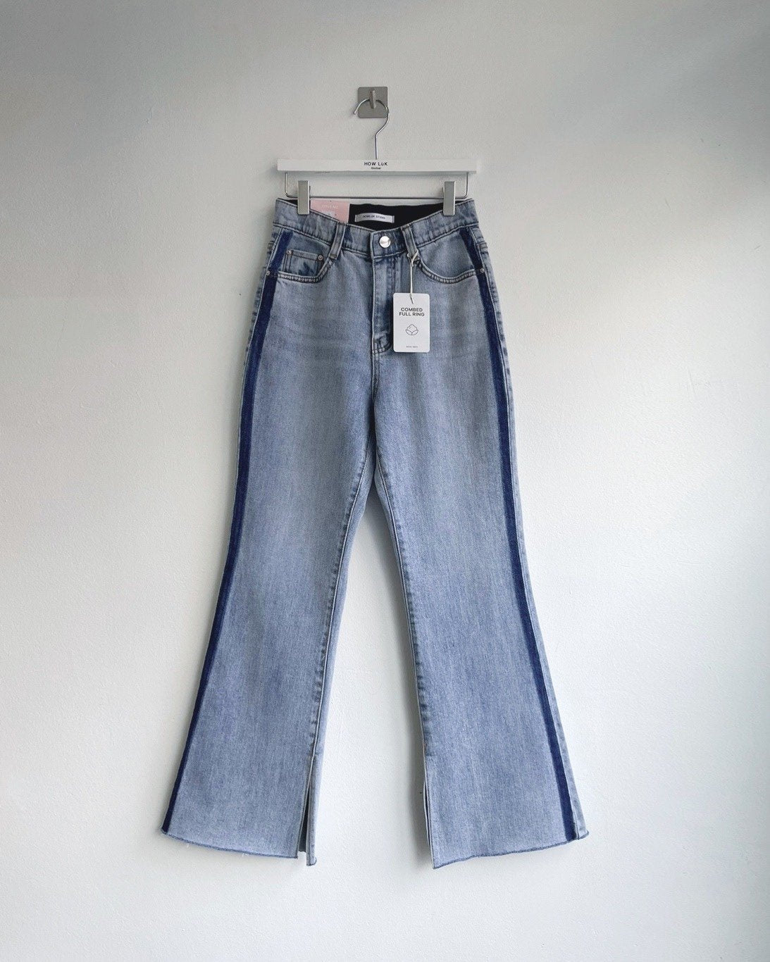 Bell bottom split hem flared jeans